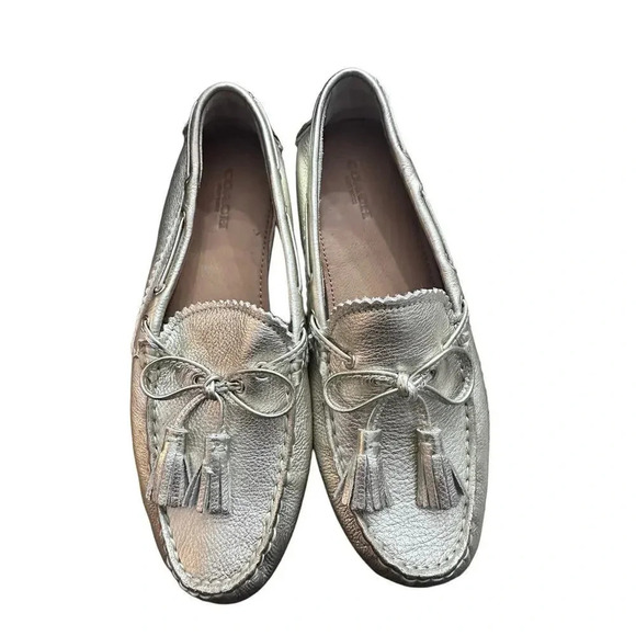 Coach Nadia Women's White Leather Slip On Tassel Loafers Size 7.5B - Picture 2 of 9